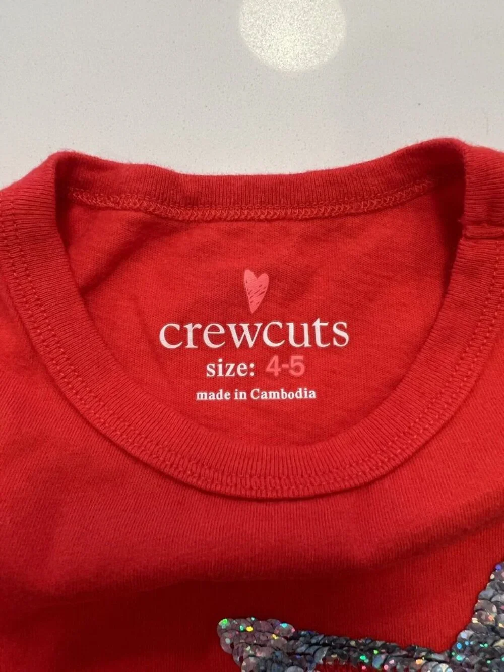 Crewcuts Red Tee Flippy Sequin Stars